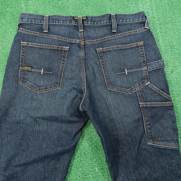 Ariat Rebar M4 Jeans Mens 34x30 Blue Relaxed Boot Workwear Carpenter Pockets - Picture 6 of 14